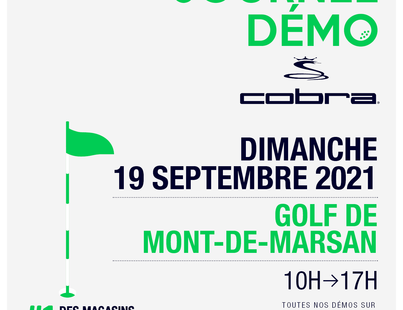 Réservez gratuitement votre fitting Cobra le dimanche 19 septembre